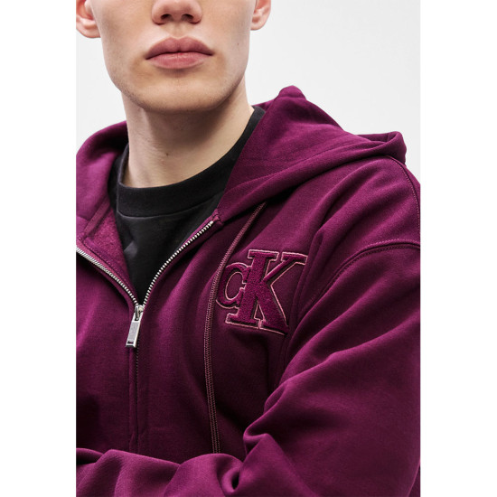 Calvin Klein Ανδρική ζακέτα Velvet Monogram Zip Thru Hoodie